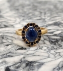 Benitoite Cab & Gem Ring, 18K Yellow Gold