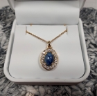 Benitoite Cabochon & Diamond Necklace, 18K Yellow Gold