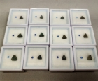12 Benitoite Natural Crystal and Gemstone Sets, Benitoite Gem Mine, San Benito Co., CA