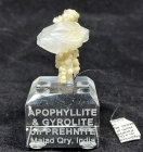 Hydroxyapophyllite-(K) w/ Gyrolite on Prehnite ps., Maharashtra, India ex. Rock Currier Coll.