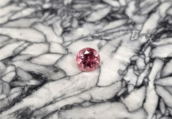 Faceted Rhodochrosite, .83 cts., 5.75 mm, Sweet Home Mine,  Alma, Colorado