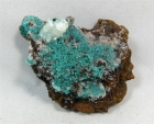 Rosasite on Hemimorphite with Calcite, Ojeula Mine, Mapimi, Durango, Mexico