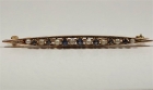 Antique Yogo Sapphire & Pearl Yellow Gold Pin, with G.I.A. Report 10k Y.G., 5.7cm / 2.25 inches